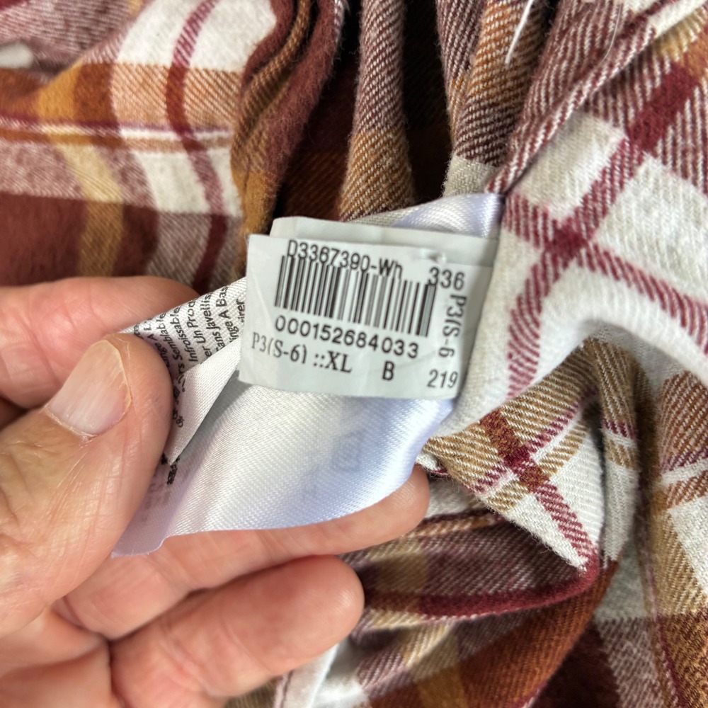 Eddie Bauer Mens XL Flannel Plaid Button Down Shirt Brick Brown Gorpcore Flannel - Picture 12 of 16